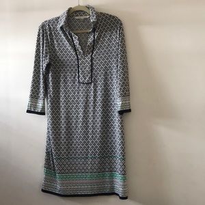 Patterned 3/4 sleeve dress with collar